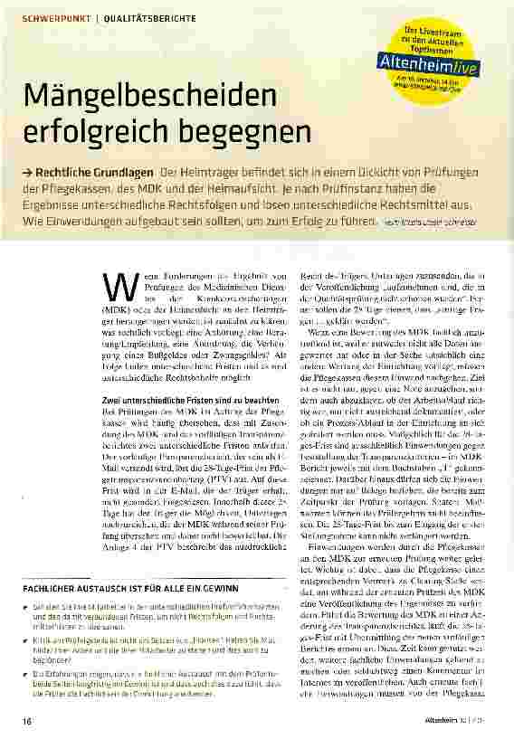 Vorschauseite 1: Mängelbescheiden erfolgreich begegnen