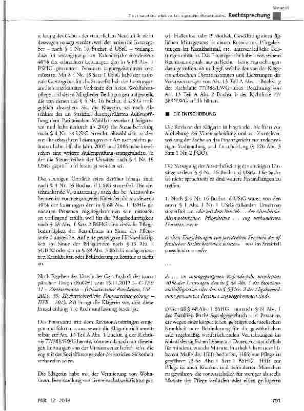 Vorschauseite 3: Zur Umsatzsteuerfreiheit von Leistungen eines Altenwohnheims