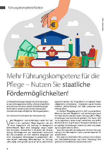 Vorschauseite 1: Mehr Führungskompetenz für die Pflege – Nutzen Sie staatliche Fördermöglichkeiten!