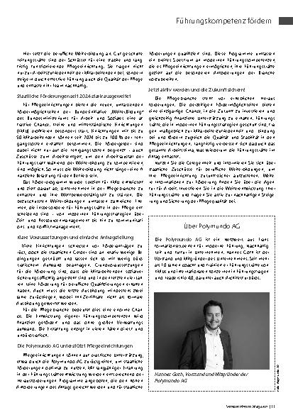Vorschauseite 2: Mehr Führungskompetenz für die Pflege – Nutzen Sie staatliche Fördermöglichkeiten!