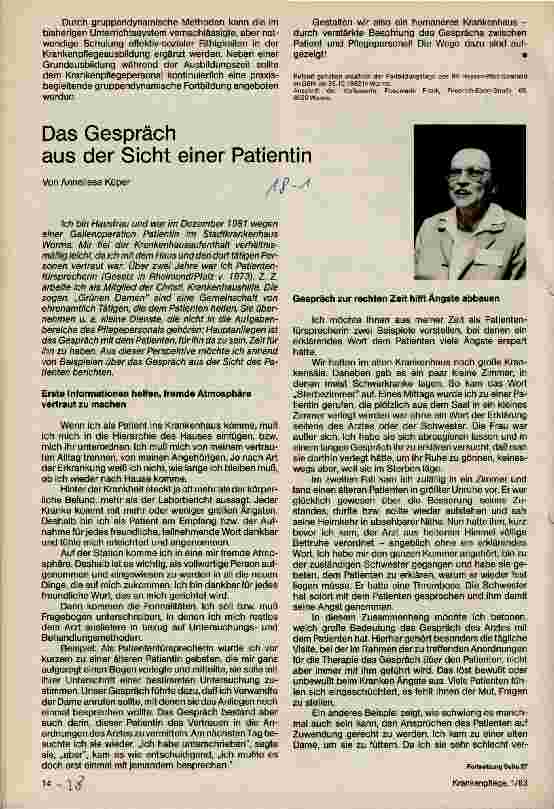 Vorschauseite 1: Das Gespräch aus der Sicht einer Patientin