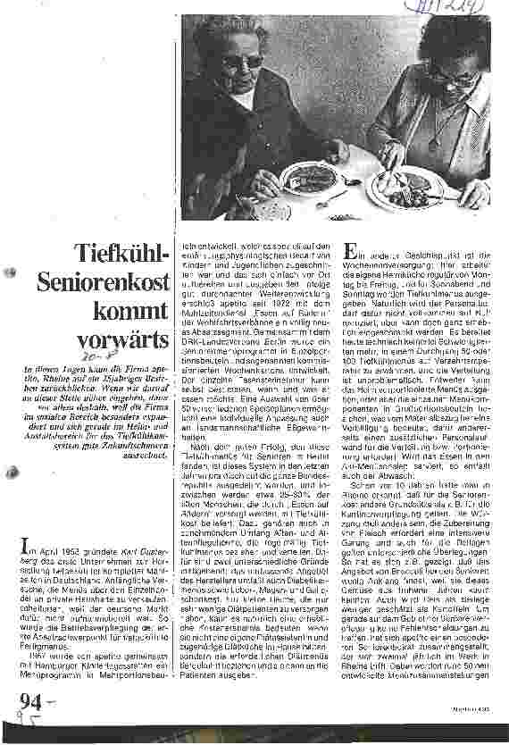 Vorschauseite 1: Tiefkühlseniorenkost kommt vorwärts