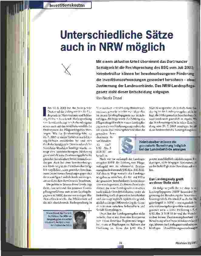Vorschauseite 1: Unterschiedliche Sätze auch in NRW möglich