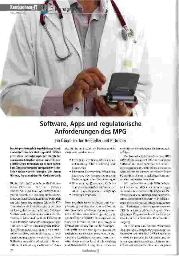 Vorschauseite 1: Software, Apps und regulatorische Anforderungen des MPG