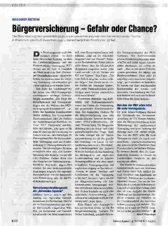 Vorschauseite 1: Bürgerversicherung - Gefahr oder Chance?