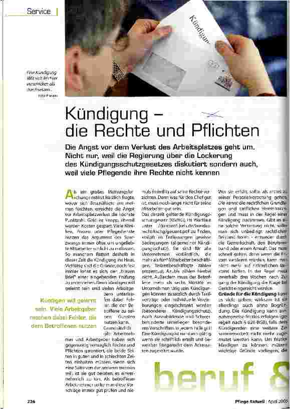 Vorschauseite 1: Kündigung - die Rechte und Pflichten