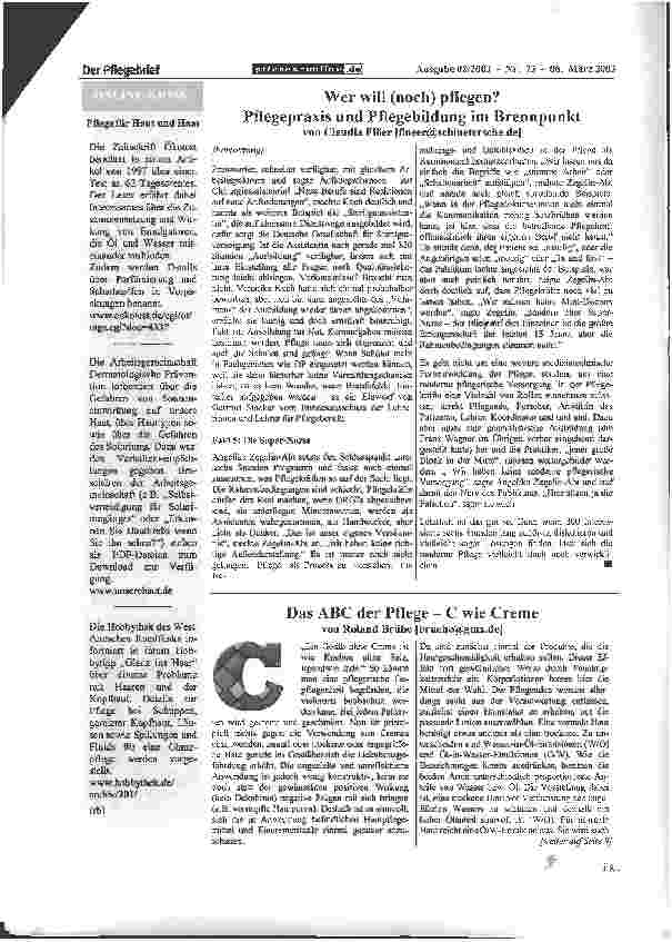 Vorschauseite 3: Wer will (noch) pflegen? Pflegepraxis und Pflegebildung im Brennpunkt