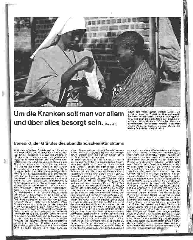 Vorschauseite 1: Um die Kranken soll man sich vor allem und über alles besorgt sein- Ein Bericht über die Missionsbenediktinerinnen in Tutzingen
