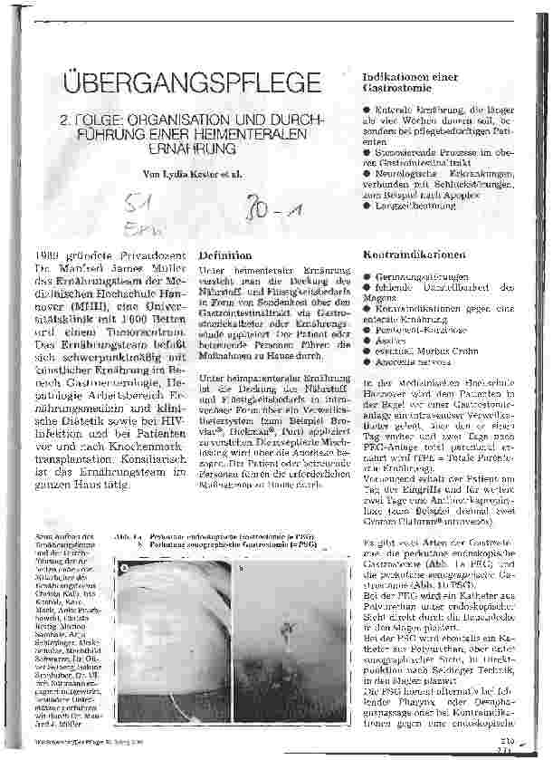 Vorschauseite 1: Übergangspflege (2) Organisation und Durchführung einer heimenteralen Ernährung