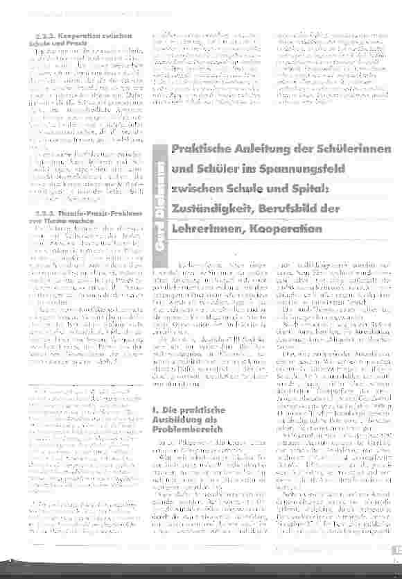Vorschauseite 1: Praktische Anleitung der Schülerinnen und Schüler im Spannungsfeld zwischen Schule und Spital: Zuständigkeit, Berufsbild der LehrerInnen, Kooperation