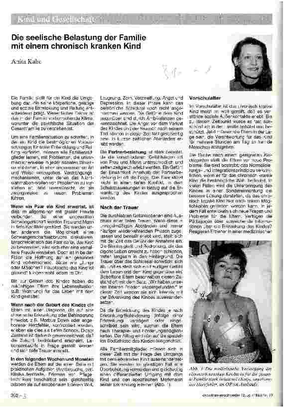 Vorschauseite 1: Die seelische Belastung der Familie mit einem chronisch kranken Kind