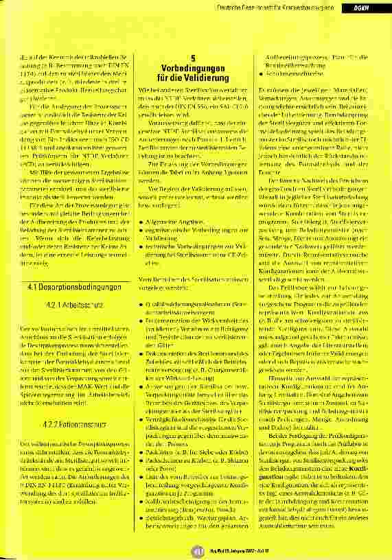 Vorschauseite 3: Empfehlung für die Validierung und Routineüberwachung von Sterilisationsprozessen mit formaldehydhaltigem Wasserdampf für Medizinprodukte Stand: Juni 2003