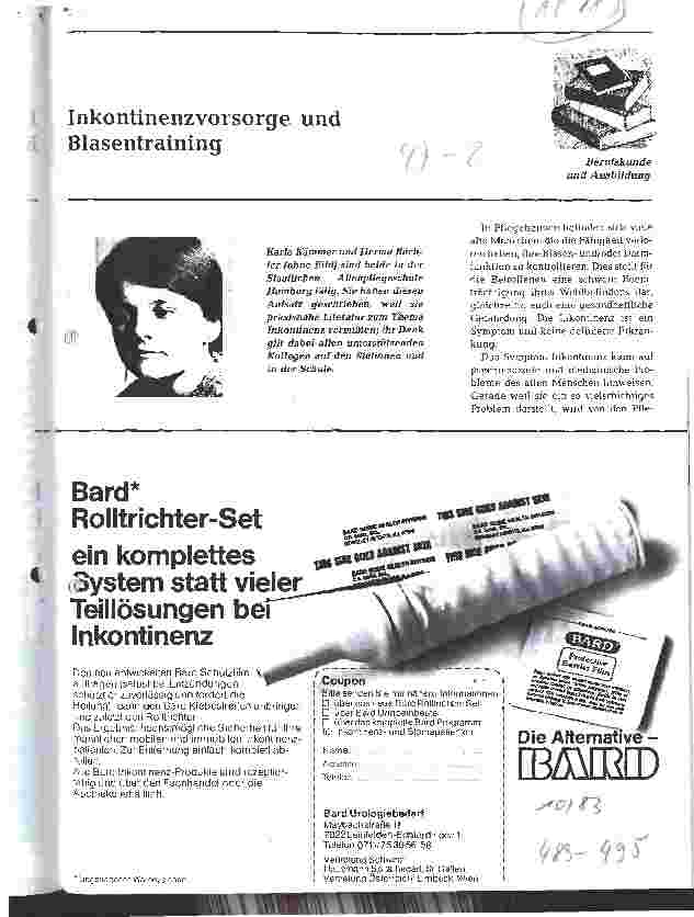 Vorschauseite 1: Inkontinenzvorsorge und Blasentraining Von der Inkontinenz zur normalen Blasenfunktion