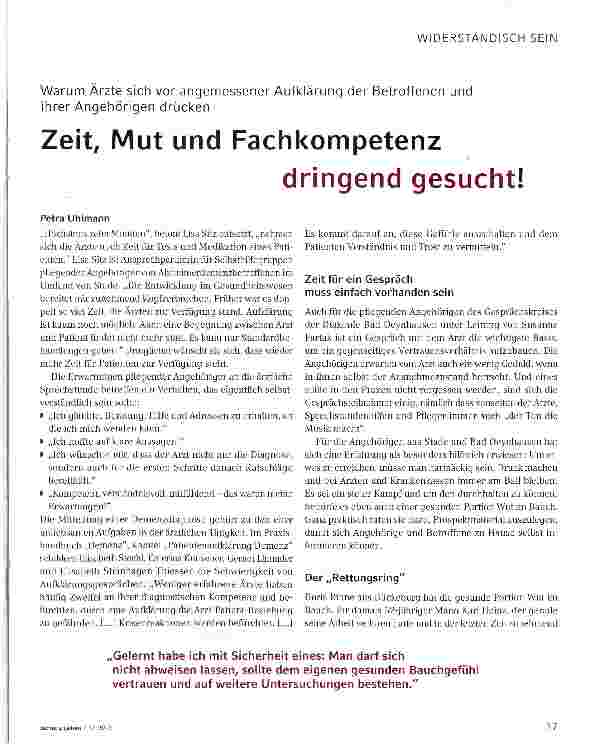 Vorschauseite 1: Zeit, Mut und Fachkompetenz dringend gesucht!