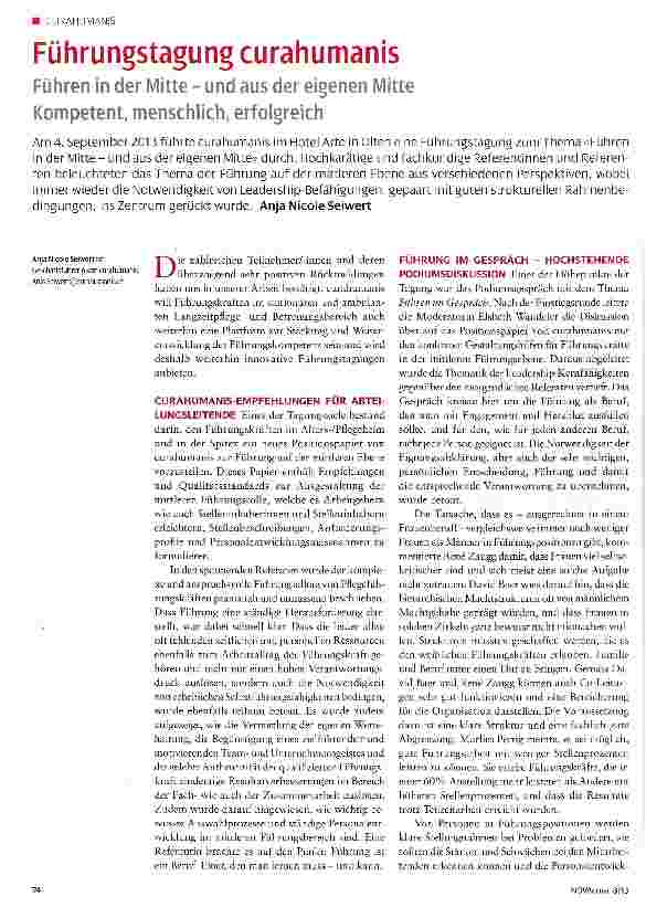 Vorschauseite 1: Führungstagung curahumanis