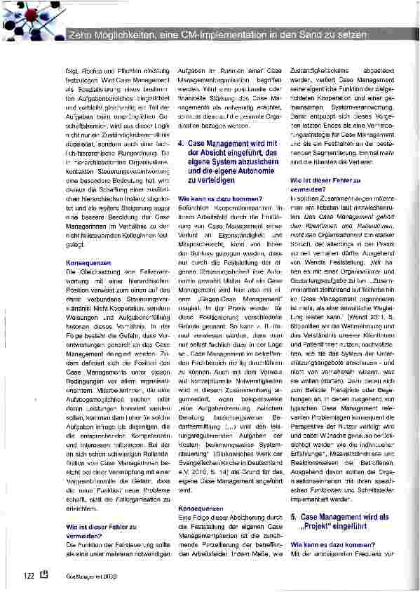 Vorschauseite 3: Zehn Möglichkeiten, eine Case Managementimplementation in den Sand zu setzen