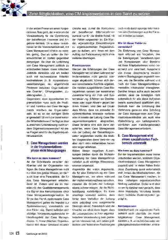 Vorschauseite 5: Zehn Möglichkeiten, eine Case Managementimplementation in den Sand zu setzen