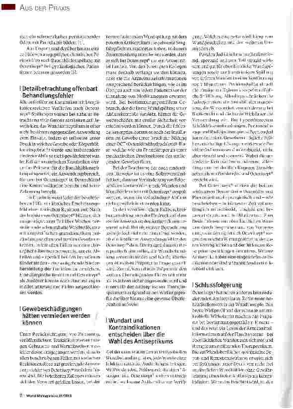 Vorschauseite 2: Erfahrungen bei der Anwendung von Octenisept^ zur Wundantisepsis