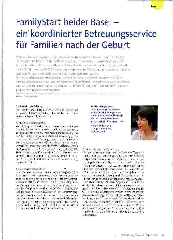 Vorschauseite 1: FamilyStart beider Basel - ein koordinierter Betreuungsservice für Familien nach der Geburt