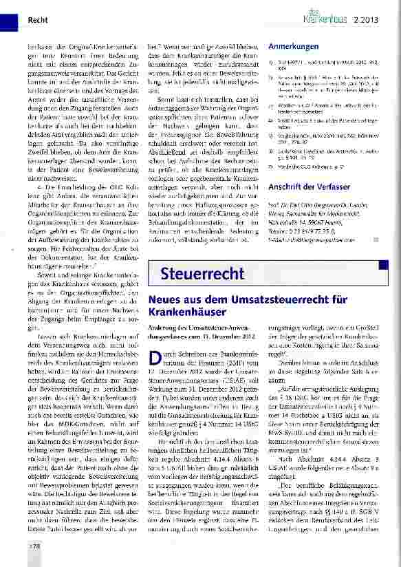 Vorschauseite 2: Der Verlust der Krankenunterlagen im Verantwortungsbereich des Krankenversicherers oder im Krankenhaus
