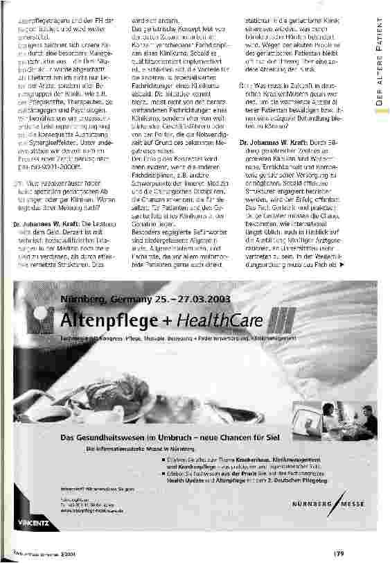 Vorschauseite 4: Ein Versorgungsnetzwerk wird geknüpft In Coburg gehen Akutversorgung, Geriatrische Rehabilitation und nachsorgende Strukturen Hand in Hand