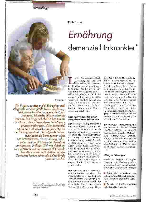 Vorschauseite 1: Ernährung demenziell Erkrankter