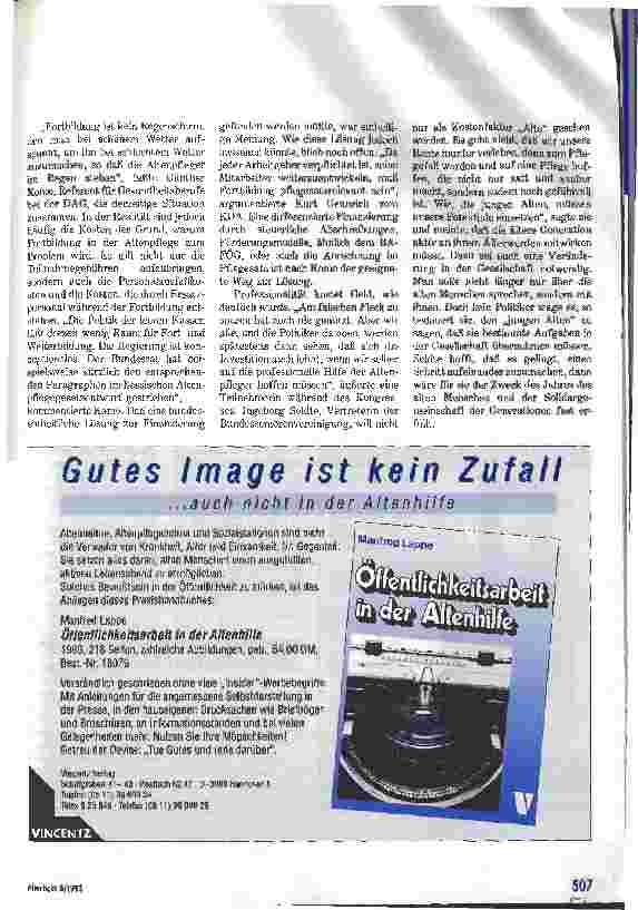 Vorschauseite 3: Pflege braucht differenzierte Konzepte DBVA-Kongress: mehr Professionalität gefordert