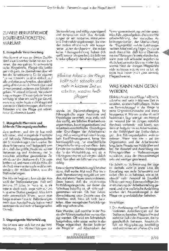 Vorschauseite 3: Zur Diskussion: Personalmangel in der Pflege? Jein!
