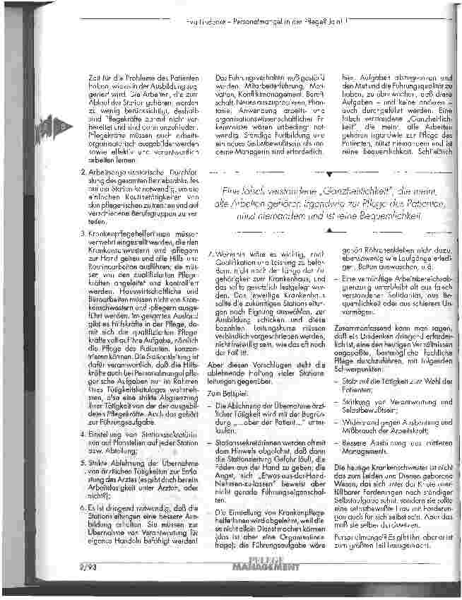 Vorschauseite 4: Zur Diskussion: Personalmangel in der Pflege? Jein!