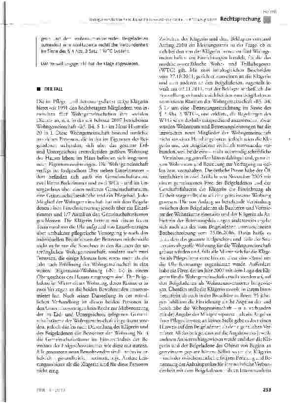 Vorschauseite 2: Wohngemeinschaft im Sinne des nordrhein-westfalischen Wohnund Teilhabegesetzes? WTG § 2 Abs. 1, 2, 3 und 6, § 4 Abs. 1 und 3, § 18 Abs. 7
