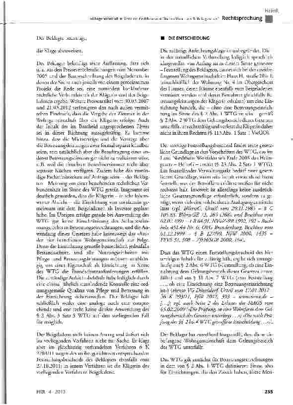 Vorschauseite 4: Wohngemeinschaft im Sinne des nordrhein-westfalischen Wohnund Teilhabegesetzes? WTG § 2 Abs. 1, 2, 3 und 6, § 4 Abs. 1 und 3, § 18 Abs. 7
