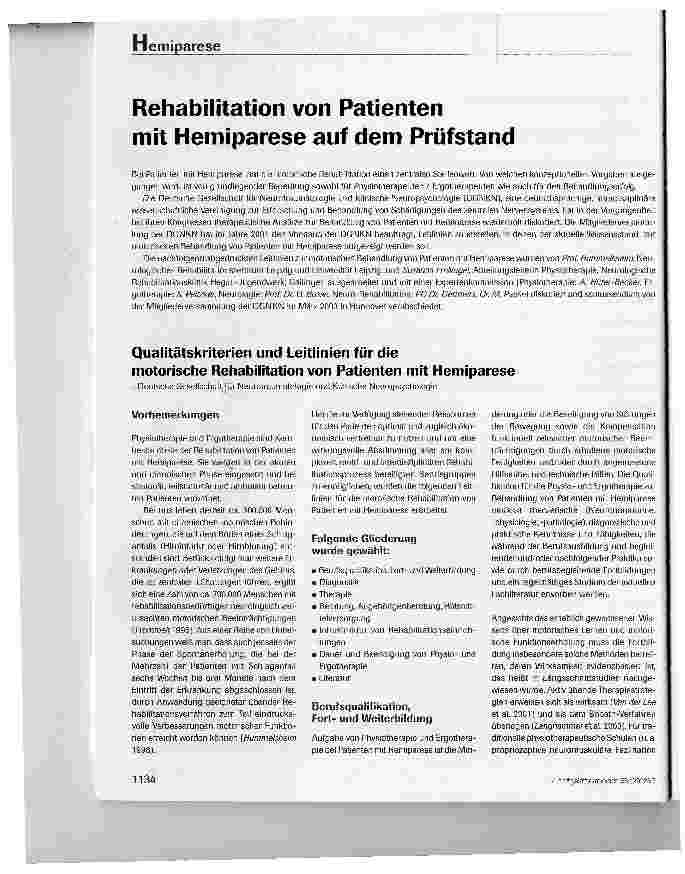 Vorschauseite 1: Rehabilitation von Patientenmit Hemiparese auf dem Prüfstand