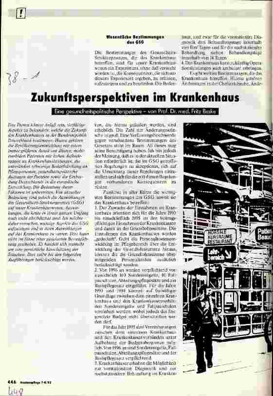 Vorschauseite 1: Zukunftsperspektiven im Krankenhaus Eine gesundheitspolitische Perspektive