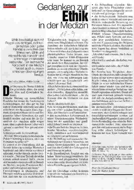 Vorschauseite 1: Gedanken zur Ethik in der Medizin