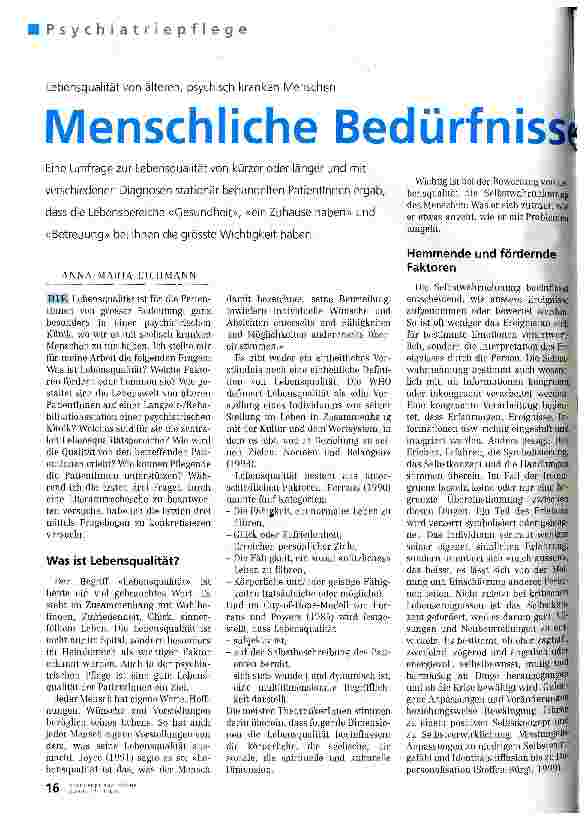 Vorschauseite 1: Menschliche Bedürfnisse stehen im Vordergrund