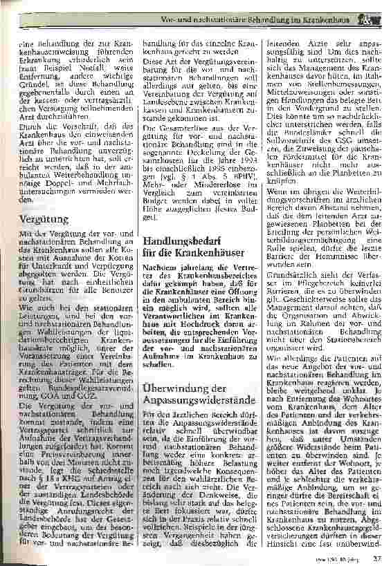 Vorschauseite 2: Vorund nachstationäre Behandlung im Krankenhaus Erste Gedanken und Aspekte