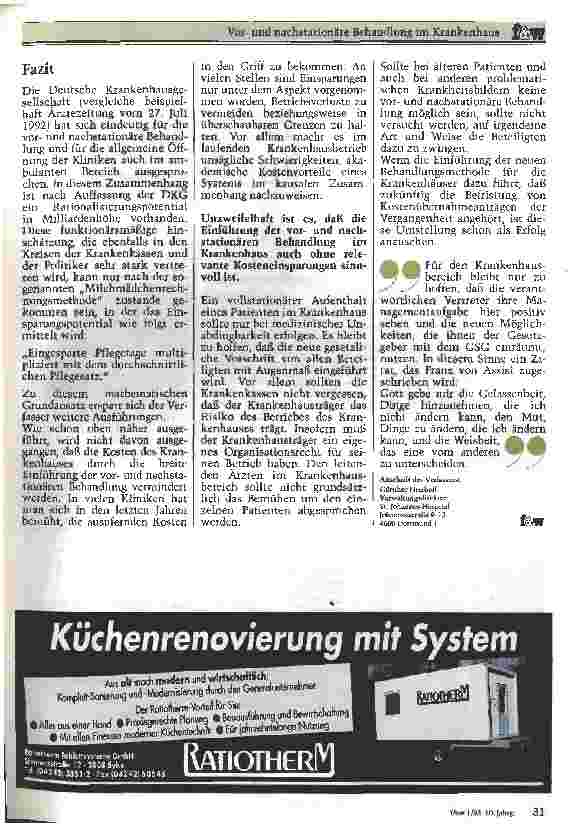 Vorschauseite 6: Vorund nachstationäre Behandlung im Krankenhaus Erste Gedanken und Aspekte