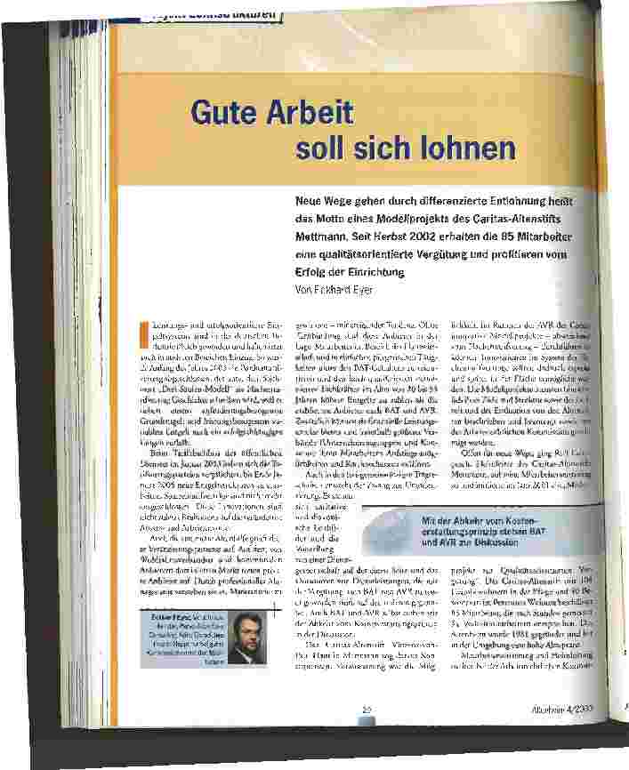Vorschauseite 1: Gute Arbeit soll sich lohnen