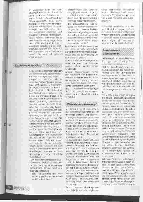 Vorschauseite 3: Risiko-Management ist mehr als nur Versicherung Das Recht des Patienten und der Versicherungsschutz für die Krankenhäuser.