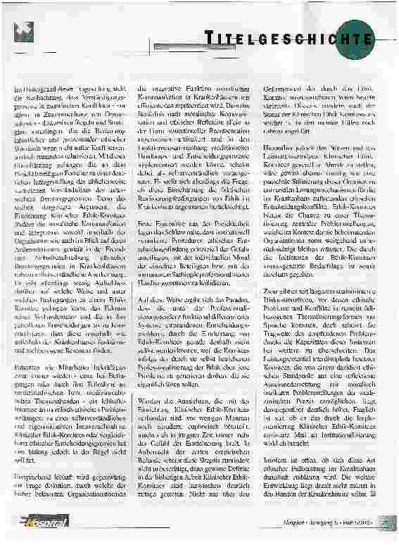 Vorschauseite 2: Zwischen Euphorie und Ernüchterung Was leisten Klinische Ethik-Komitees?