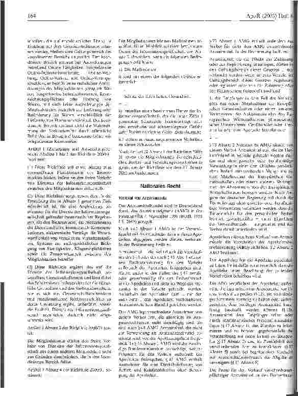 Vorschauseite 3: Versandverbot im wesentlichen gemeinschaftsrechskonform Europäischer Gerichtshof, Urteil vom 11. Dezember 2003