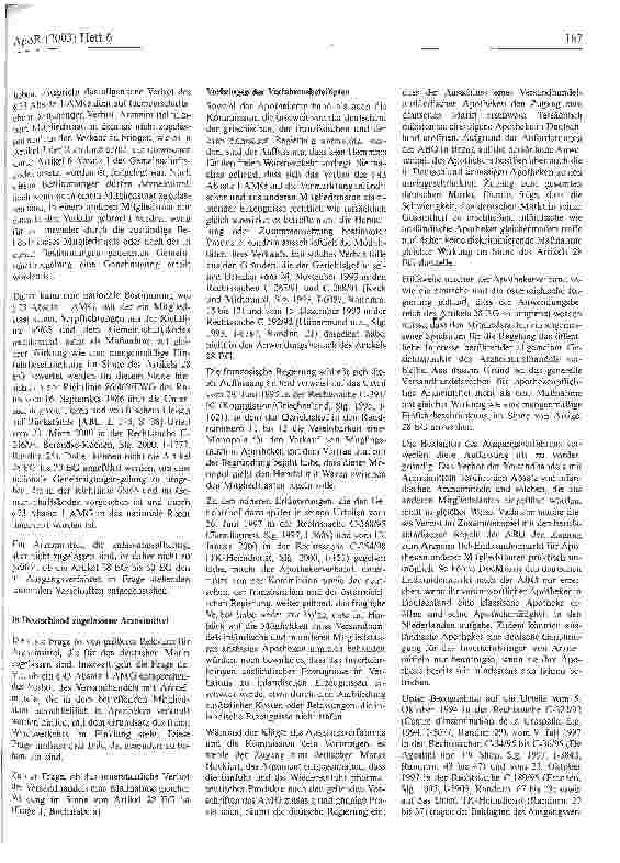 Vorschauseite 6: Versandverbot im wesentlichen gemeinschaftsrechskonform Europäischer Gerichtshof, Urteil vom 11. Dezember 2003
