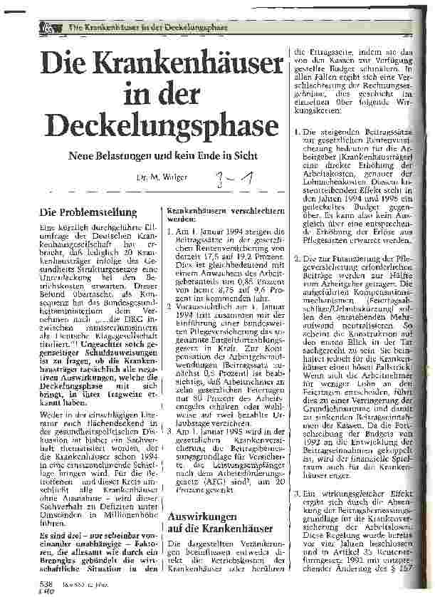 Vorschauseite 1: Die Krankenhäuser in der Deckelungsphase Neue Belastungen und kein Ende in Sicht