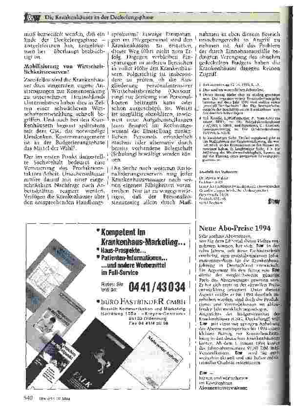 Vorschauseite 3: Die Krankenhäuser in der Deckelungsphase Neue Belastungen und kein Ende in Sicht