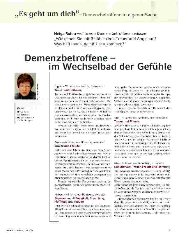 Vorschauseite 1: Demenzbetroffene - im Wechselbad der Gefühle