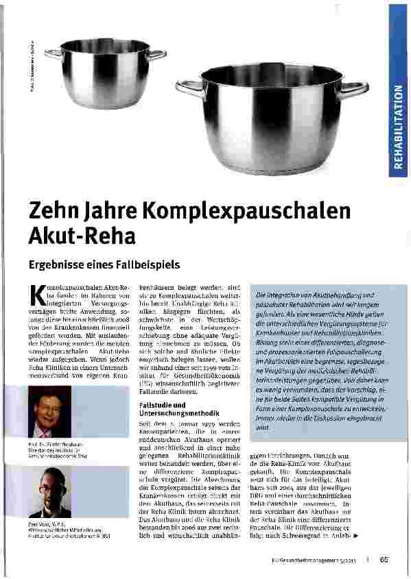 Vorschauseite 1: Zehn Jahre Komplexpauschalen Akut-Reha