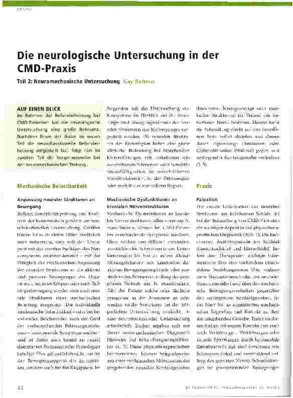 Vorschauseite 1: Die neurologische Untersuchung in der CMD-Praxis Teil 2: Neuromechanische Untersuchung