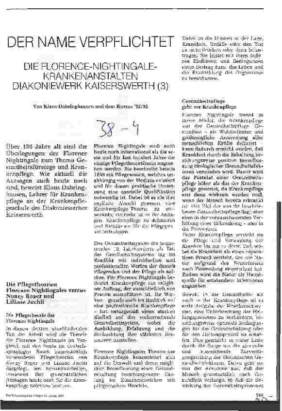 Vorschauseite 1: Der Name verpflichtet Die Florence-Nightingale-Krankenanstalten Diakoniewerk Kaiserswerth(3)