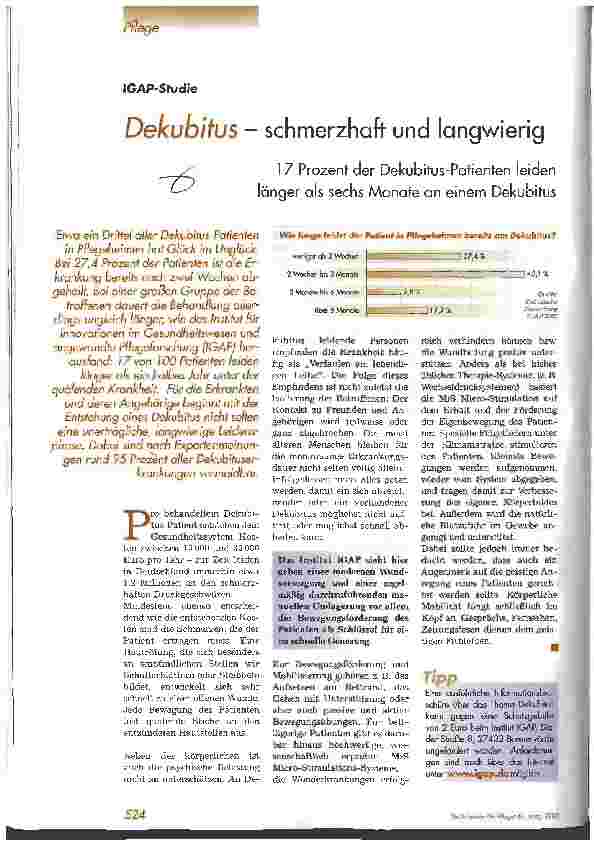 Vorschauseite 1: Dekubitus - schmerzhaft und langwierig