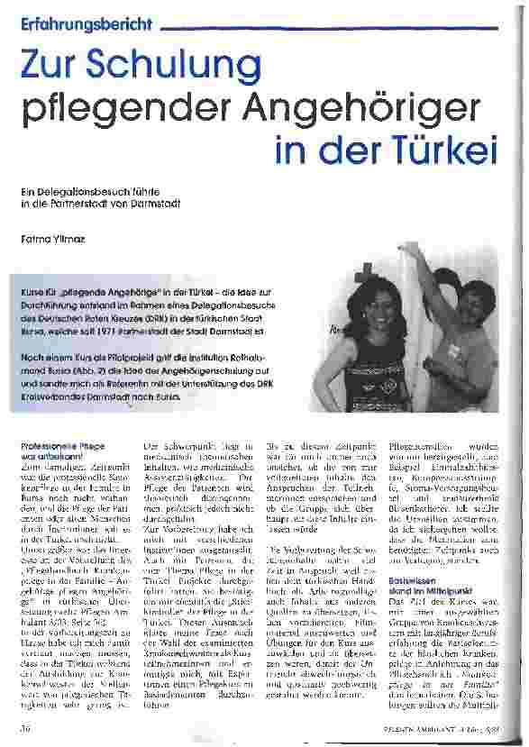 Vorschauseite 1: Zur Schulung pflegender Angehöriger in der Türkei